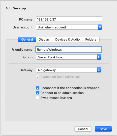 RDP - Creating a Desktop - Step # 1